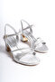 SILVER STRAPED SNAKE LEATHER PATTERNED WOMEN'S HEEL SHOES - 2