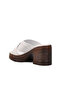 523004 White Genuine Leather Women's Heeled Slippers - 4