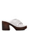 523004 White Genuine Leather Women's Heeled Slippers