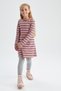 Girl's Striped Long Sleeve Ribbed Camisole Dress Z1234a622wn - 2