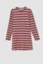 Girl's Striped Long Sleeve Ribbed Camisole Dress Z1234a622wn - 5