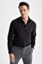 Slim Fit Polo Collar Poplin Long Sleeve Cotton Shirt R4340az23sp