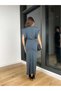 Shoulder Padded Sleeveless Women's Smoked Maxi Dress - 3
