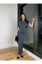 Shoulder Padded Sleeveless Women's Smoked Maxi Dress