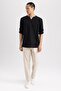 Regular Fit V-Neck Long Sleeve 100% Cotton Shirt X6919az23sm - 5