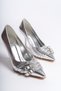 Silver Women's Heeled Stiletto Shoes Zara.model - Evening Dress - 3