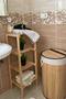 Wooden Bathroom Organizer, Multi-Purpose Wooden 4-Tier Shelf, Natural Wooden Bathroom Kitchen Shelf
