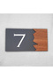 Woodenseri Horizontal Plexi Wooden Detailed Uv Printed Apartment Apartment Hotel Office Door Number Door No:7