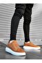 Tugerdi Thick Suede Leather High Sole Double Tape Tan White Men's Sports Shoes TGE230457