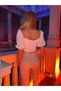 Women's Balloon Sleeve Buttoned Aerobin Fabric Cropped Blouse - 7
