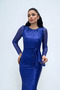 Tulle Sequin Fabric Fishnet Evening Dress - Cobalt Blue - 3
