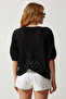 Woman's Black Scrolled Bat Knit Blouse YU00013 - 5