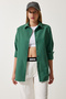 Women's Emerald Green Oversize Long Basic Shirt 3900 DD00842 - 2