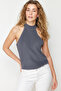 Antrasit Halter Yaka Basic Triko Bluz TWOSS24BZ00150 - 2