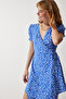 Women's Blue Patterned Viscose Woven Dress UB00111 - 3