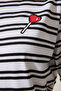 Women's White Crew Neck Striped Knitted T-Shirt CR00428 - 4