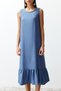 Indigo Straight Cut Sleeveless Crew Neck Midi Aerobin Woven Dress TWOSS24EL00519 - 5