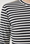 Women's Black Crew Neck Striped Crop Knitted Blouse CR00424 - 5