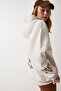 Women's Beige Hooded Knitted Sweatshirt UB00251 - 3