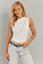 Woman's White Drawstring Blouse YZ625 - 5