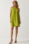 Women's Pistachio Green Sleeveless Linen Viscose Bell Dress JH00005