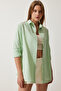 Women's Fly Green Oversize Long Basic Shirt DD00842 - 3