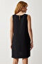 Women's Black Sleeveless Linen Viscose A-Line Dress JH00005 - 7