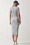 Women's Stone Crew Neck Wrap Ribbed Knitted Dress UB00241 - 4