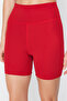 Kırmızı Fırçalı Soft Kumaş İç Bel Cep Detaylı Örme Spor Şort/Kısa Tayt THMSS24TY00020 - 3