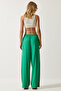 Women Regular Fit Solid Palazzo Pants, Green - 5