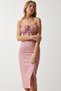 Women's Dust Rose White Floral Slit Summer Knit Dress CI00029 - 2