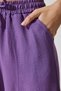 Women's Dark Purple Pocketed Linen Viscose Baggy Trousers CV00001 - 4