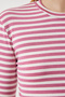 Women's Dried Rose Crew Neck Striped Crop Knitted Blouse CR00424 - 5