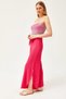 Women's Fuchsia Belted Knitted Trousers with Side Slits PNT-19000265
