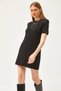 Women's Black Crew Neck Mini Knitwear Dress ELB-19002058 - 4