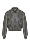 Anthracite Distressed Detail Faux Leather Bomber Jacket Coat TWOAW24MO00278 - 19