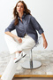Dark Anthracite Single Pocket Boyfriend Woven Cotton Shirt TWOAW20GO0115 - 5