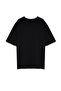 Büyük Beden Siyah Oversize/Geniş Kesim Kontrast Detaylı %100 Pamuklu T-shirt TMNSS24BF00033 - 8