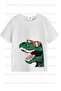 3 Pack Unisex White-Black-White Children's T-Shirt/T-Shirt with Dinosaur - 4