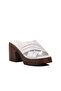523004 White Genuine Leather Women's Heeled Slippers - 3