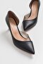 353 Black Leather High-Heeled Women's Shoes - 6