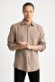 Modern Fit Polo Collar Textured Long Sleeve 100% Cotton Shirt W7832az23sp - 6