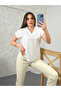 Women's White V-Neck Collared Aerobin Blouse - 3