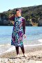Digital Printed Long Gilet Model Closed Hijab Swimsuit 3484 - 3