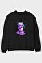 Folklore Enthusiast Front Printed Black Oversize Sweatshirt Men's Women's Crew Neck