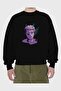 Folklore Enthusiast Front Printed Black Oversize Sweatshirt Men's Women's Crew Neck - 2