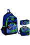 Boy's Blue Green Dragon Triple Primary School School Bag Set