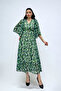 Chiffon Fabric Bat Sleeve Midi Dress - GREEN - 2
