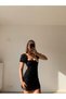 Women's Backless Rope Tie Detail Gathered Short Sleeve Top Gathering Detail Mini Summer Dress