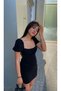 women's back low-cut rope lacing detail straight collar short-sleeved balloon sleeve mini pinterest equivalent dress - 4